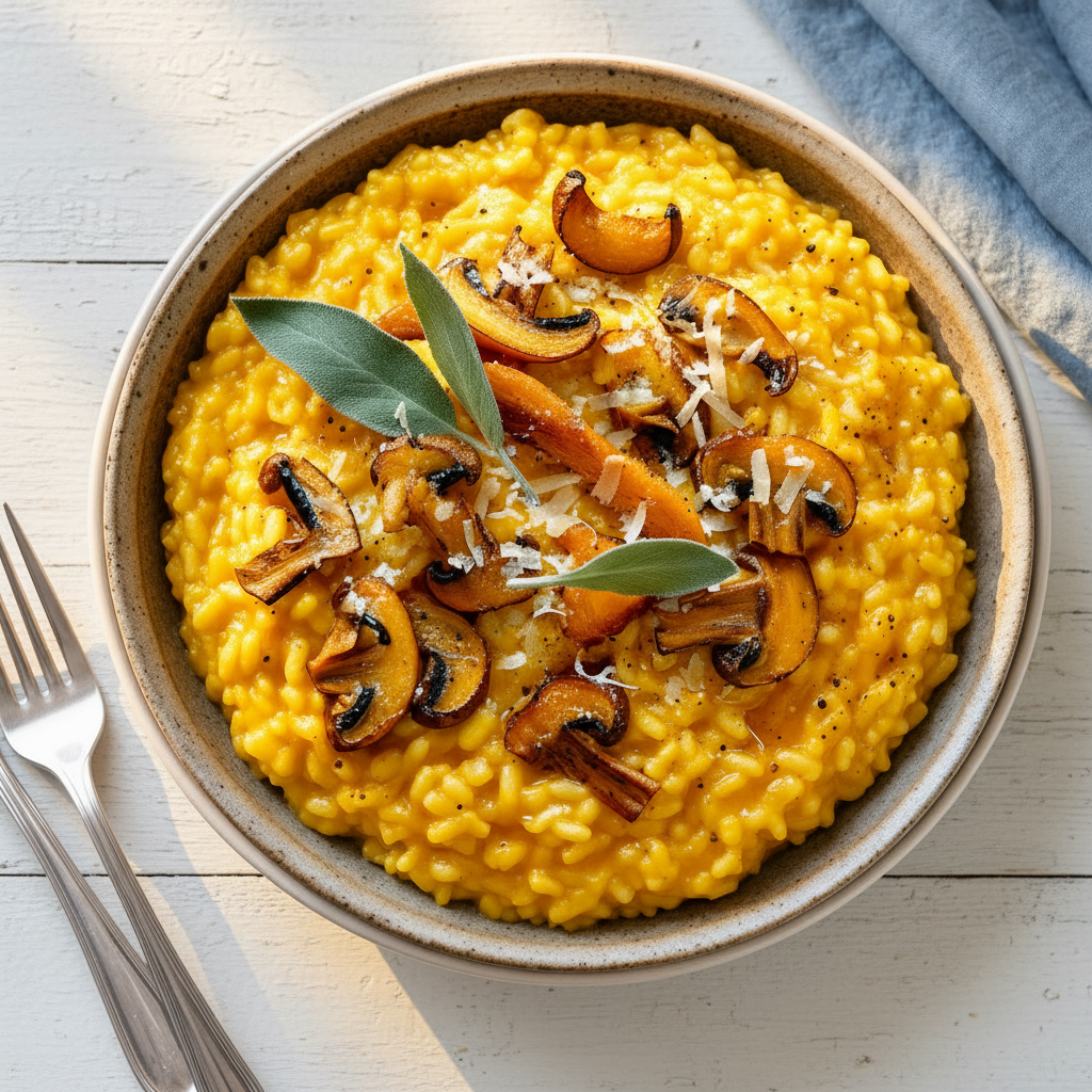 Risotto de courge et champignons sautés 💪