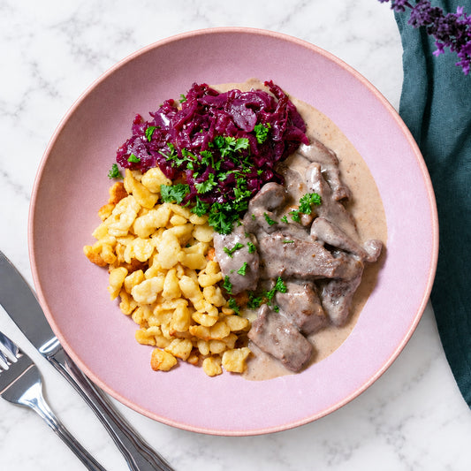 Hirschgeschnezteltes mit Spätzle