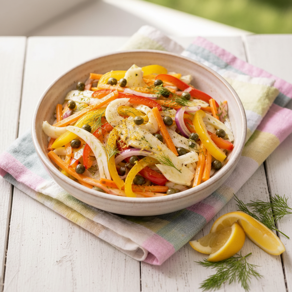 Colorful vegetables with capers