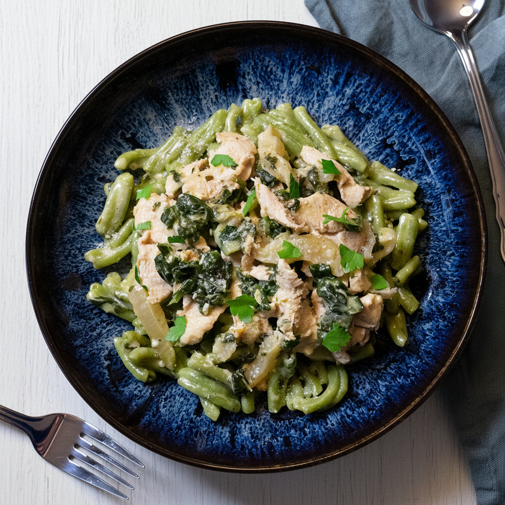 Green Casarecce with Chicken