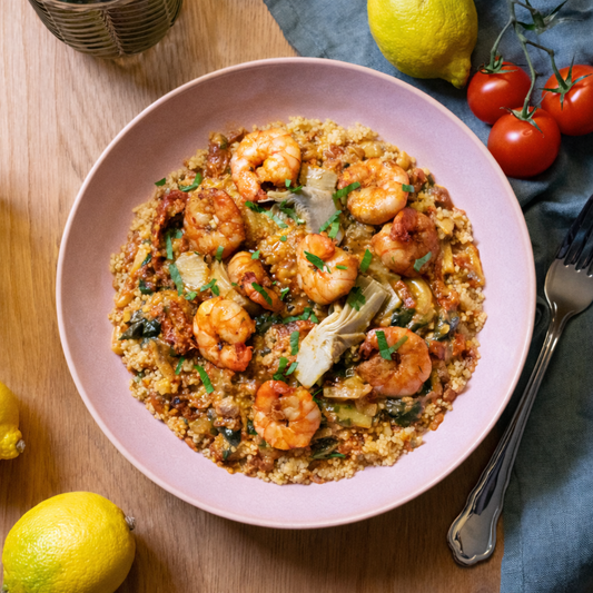 Mediterrane Shrimpspfanne mit Couscous ⚖️