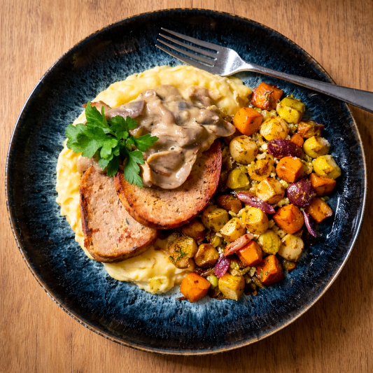 Kalbshackbraten mit Wurzelgemüse ⚖️