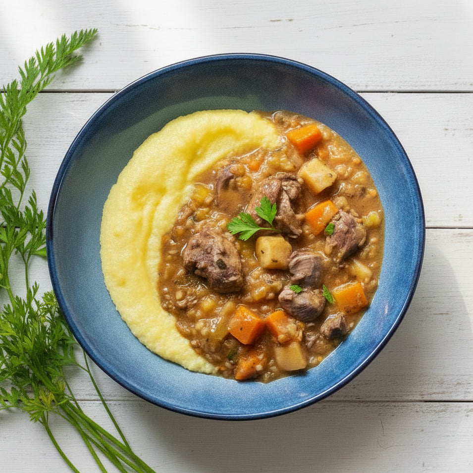 Coq au vin avec polenta