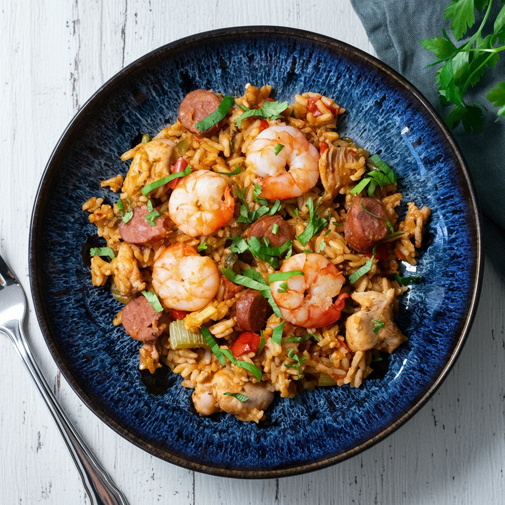 Jambalaya au poulet et aux crevettes