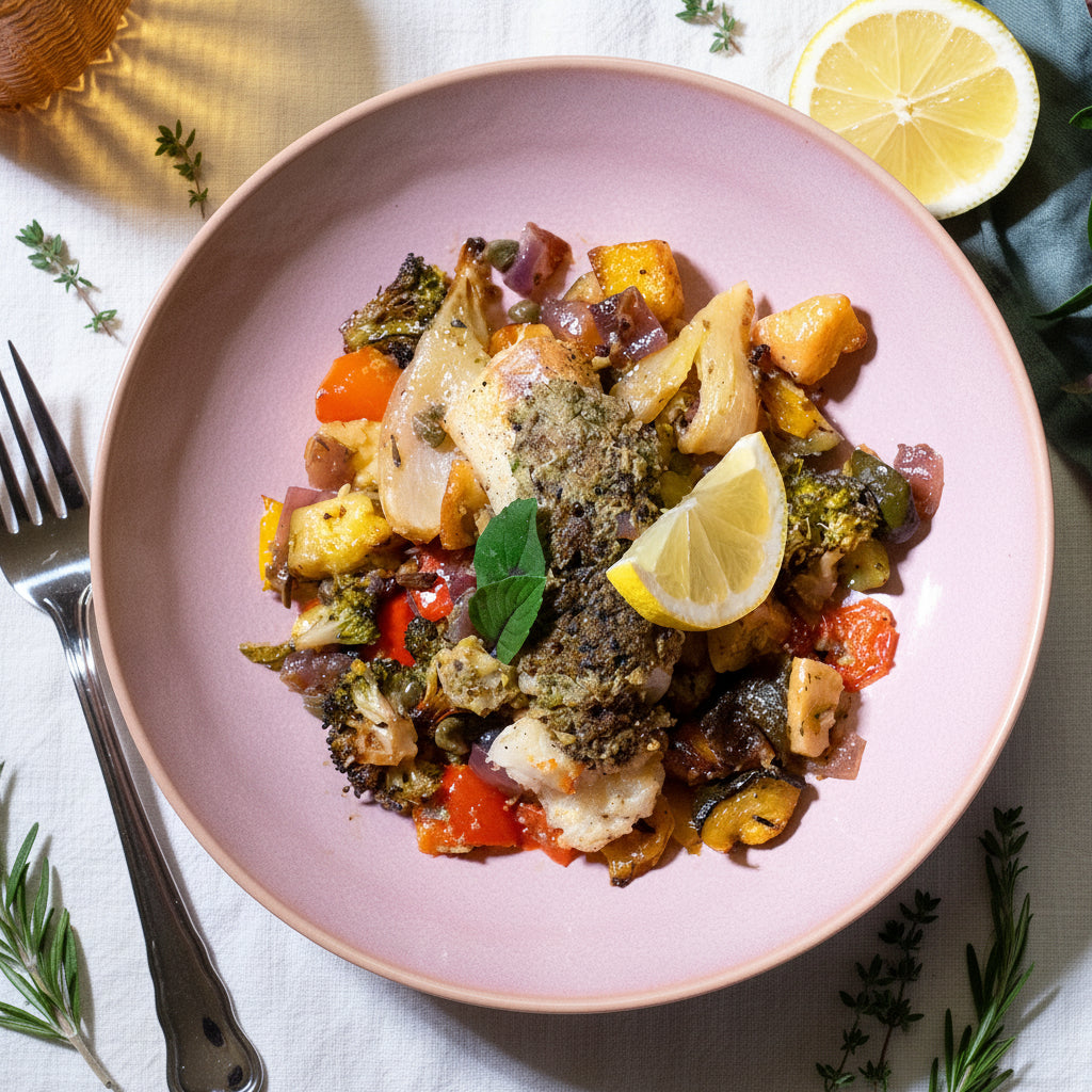 Cod with tapenade