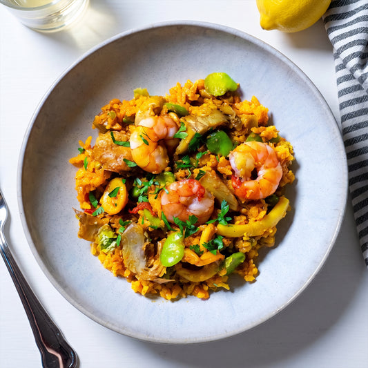 Paella de Tom avec poulet et calamars ⚖️