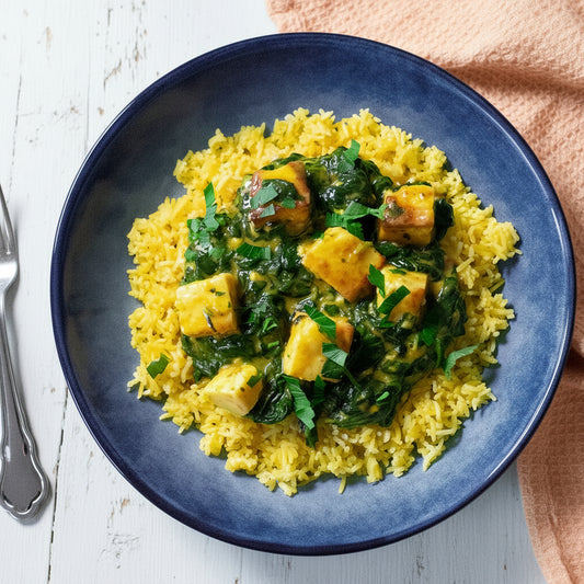 Palak Paneer mit Gewürzreis