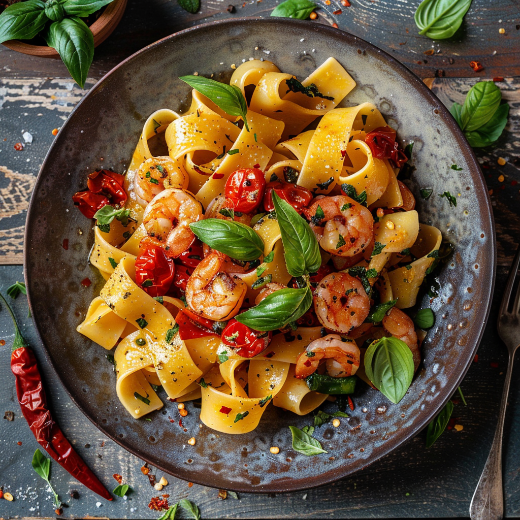 Pâtes Pappardelle aux Crevettes