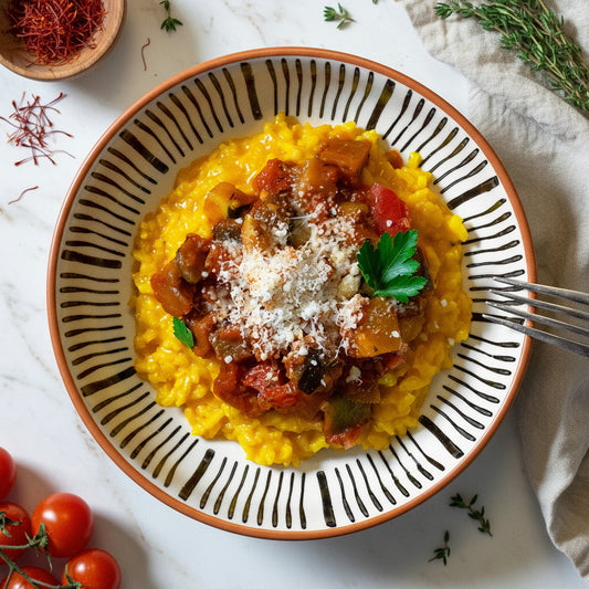 Safranrisotto mit Ratatouille ⚖️