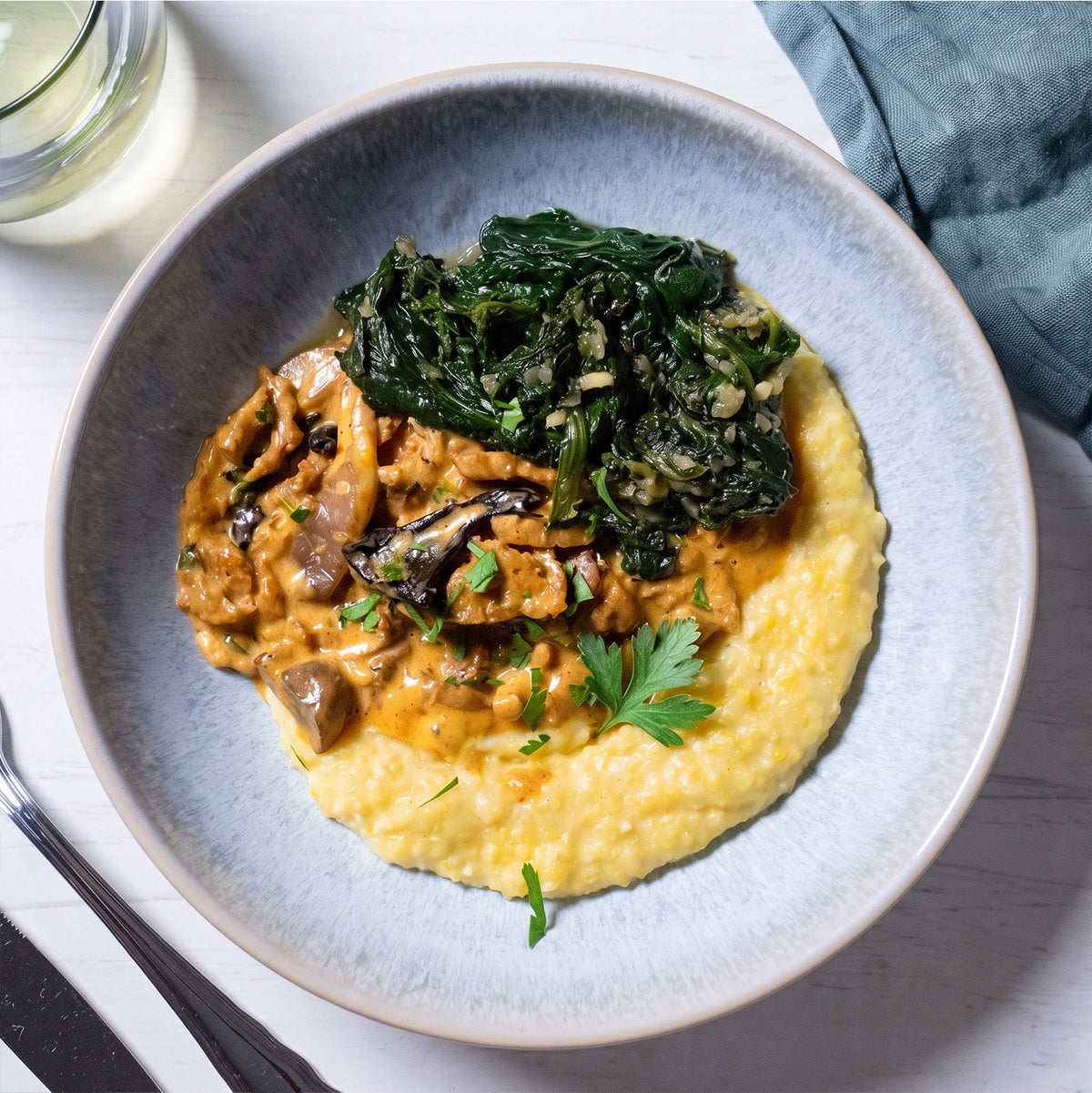 Seitan Geschnetzeltes mit Polenta
