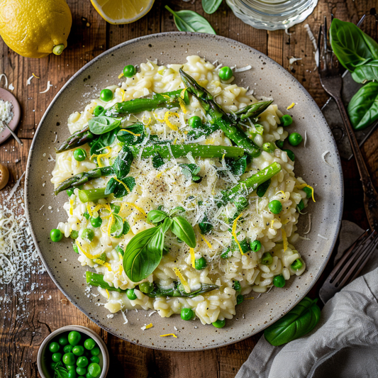 Lemon Risotto with green asparagus