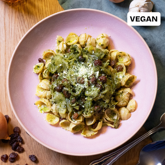 Vollkorn-Orecchiette mit Basilikumpesto