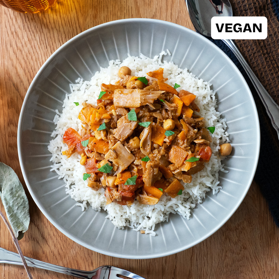 Jackfruit curry with basmati rice