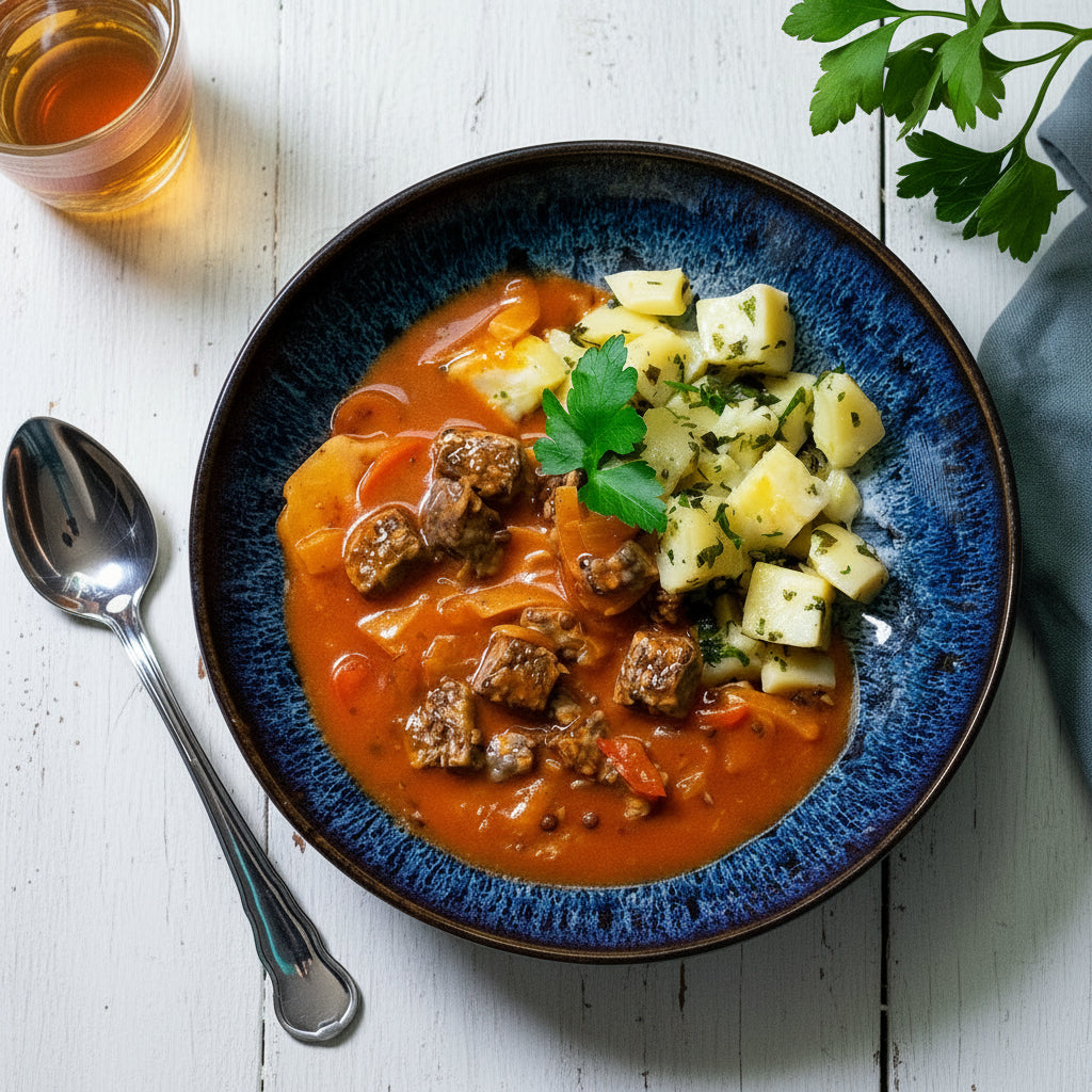 Hungarian Tempeh Goulash with Potatoes