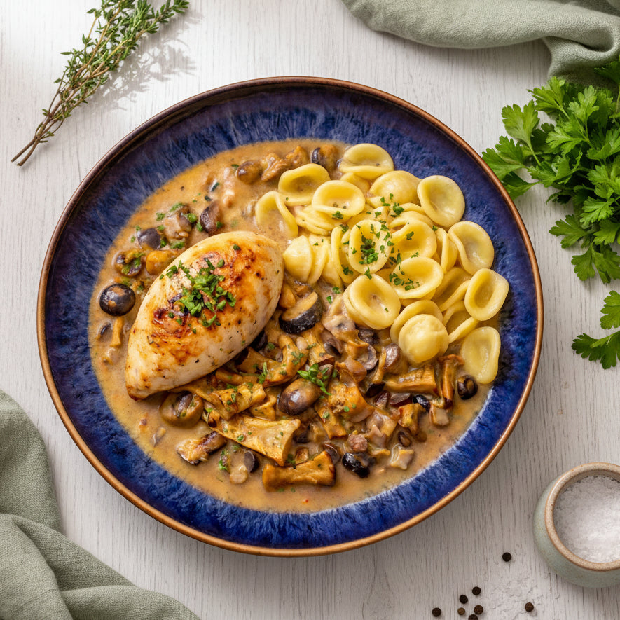 Poitrine de poulet aux champignons des bois et orecchiette 💪