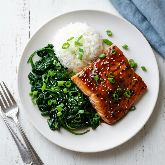 Teriyaki Lachs mit Kokosspinat 💪