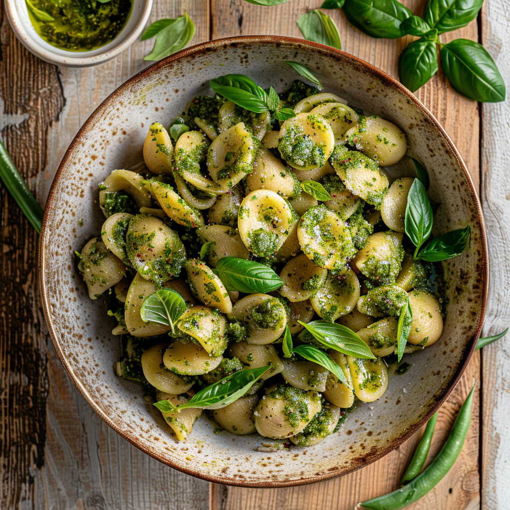 Vollkorn-Orecchiette mit Pesto